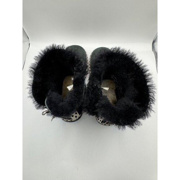 Ugg Boots Women 7 Black Ivory Polka Dot Trim 78 Bailey Bow Classic Mini Outdoor - Picture 6 of 10